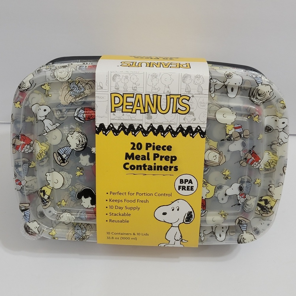 NEW Peanuts SNOOPY Charlie Brown 20 Piece Meal Prep Food Storage Containers